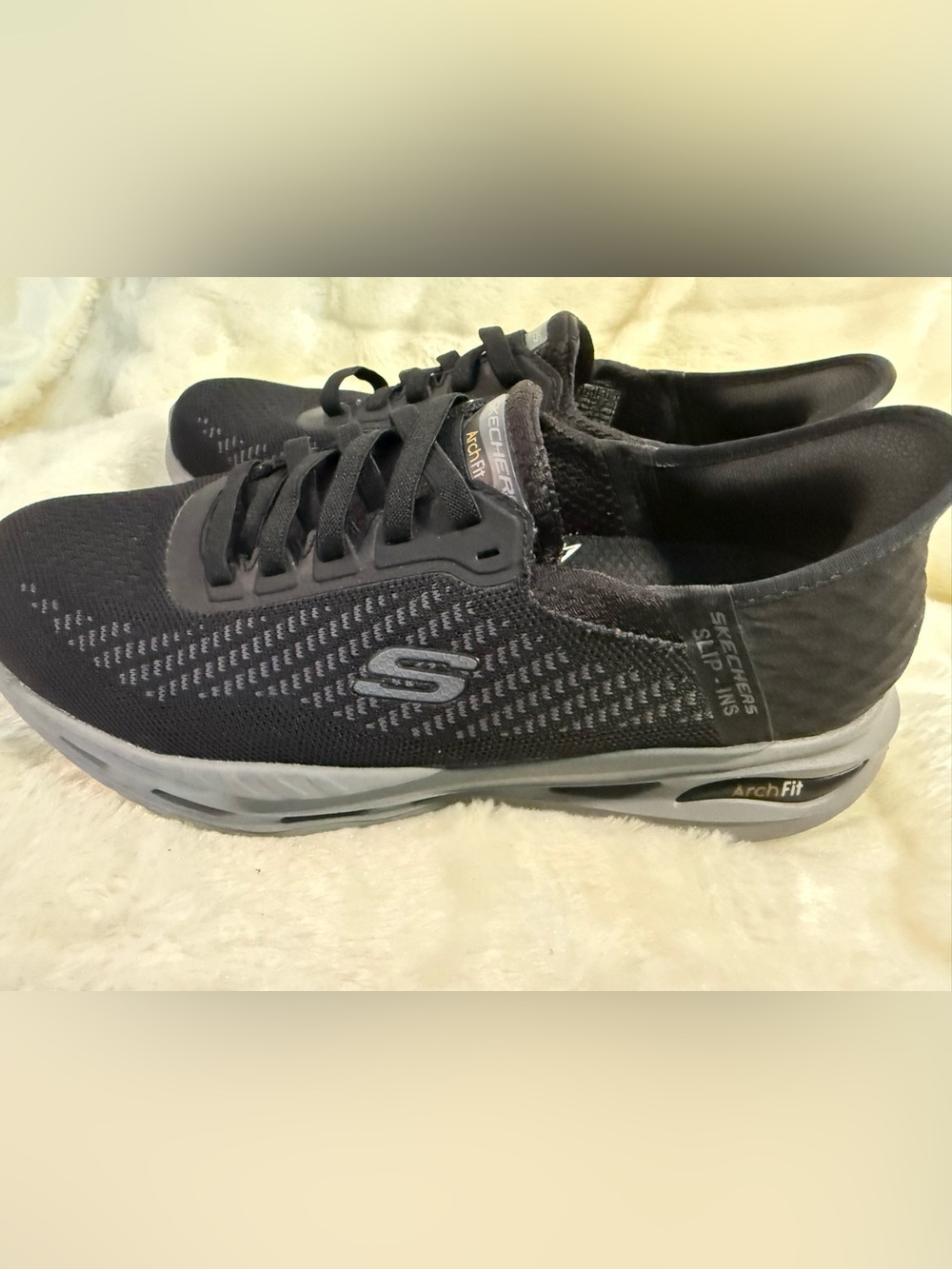 Mens Skechers Arch Fit Slip On Trainers Size Us 8 Glide-Step Black/Grey